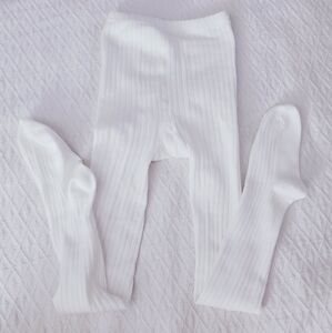 7-8Y Brand New White Ribbed Cotton Blend Tights